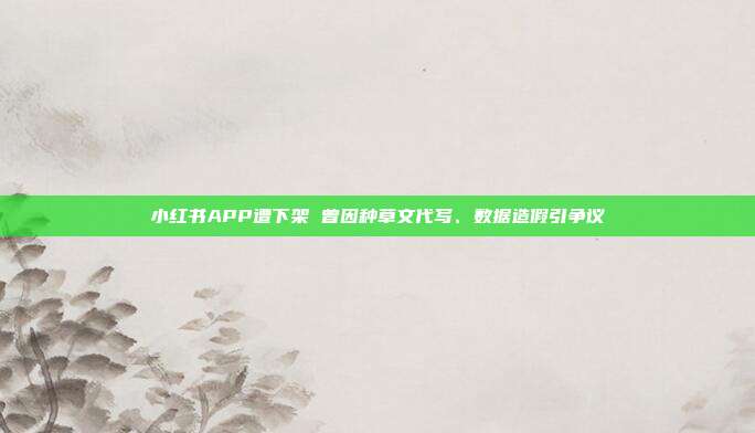 小红书APP遭下架 曾因种草文代写、数据造假引争议