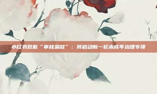 小红书致歉“审核漏放”：将启动新一轮未成年治理专项