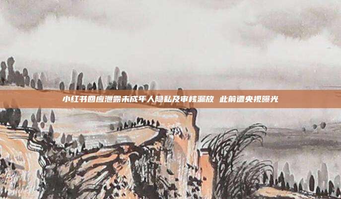 小红书回应泄露未成年人隐私及审核漏放 此前遭央视曝光