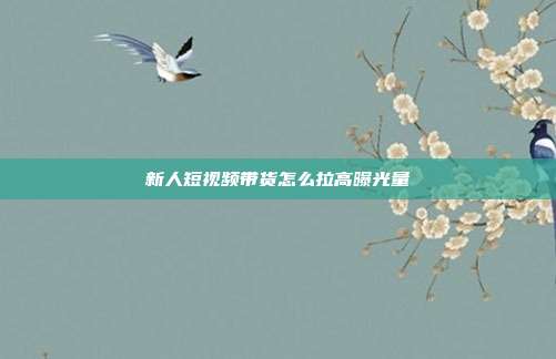 新人短视频带货怎么拉高曝光量