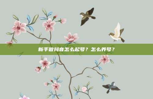 新手做抖音怎么起号？怎么养号？