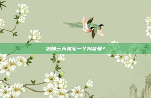 怎样三天就起一个抖音号?