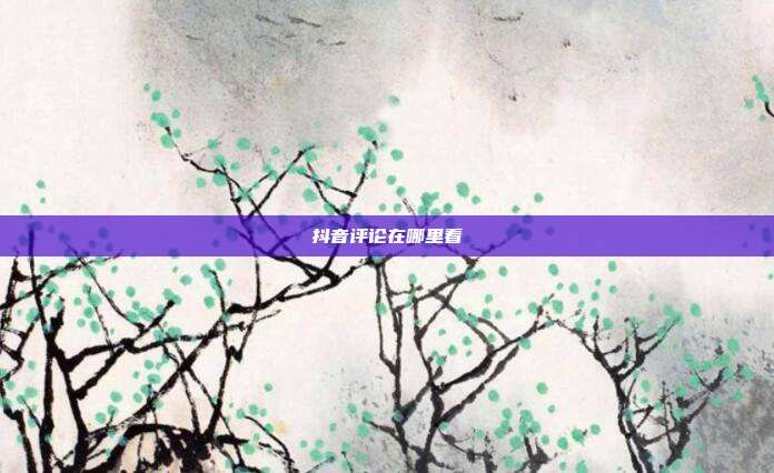 抖音评论在哪里看