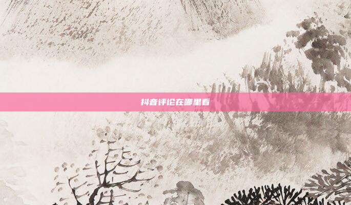 抖音评论在哪里看