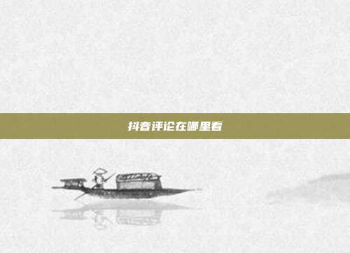 抖音评论在哪里看