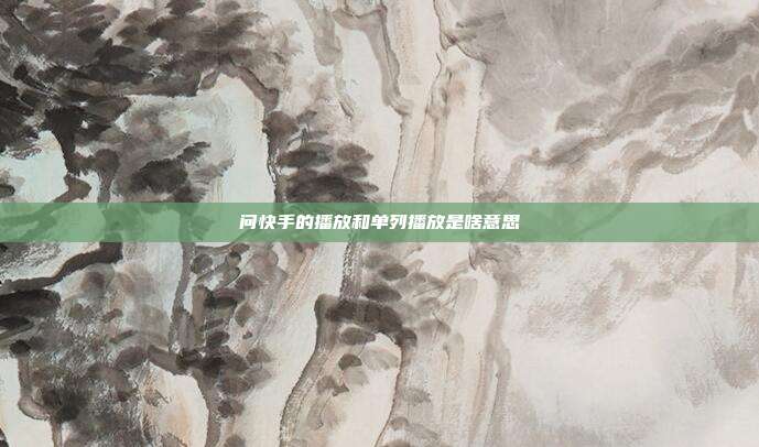 问快手的播放和单列播放是啥意思