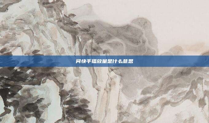 问快手播放量是什么意思