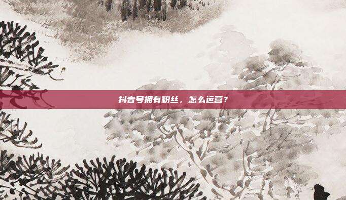抖音号拥有粉丝,怎么运营?