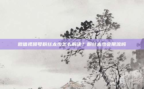 微信视频号粉丝太少怎么解决?粉丝太少会限流吗