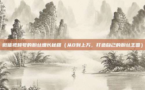 微信视频号的粉丝增长秘籍(从0到上万,打造自己的粉丝王国)