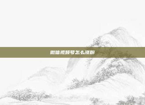 微信视频号怎么涨粉