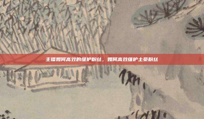 主播如何高效的维护粉丝,如何高效维护土豪粉丝