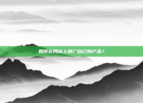如何在网站上推广自己的产品?