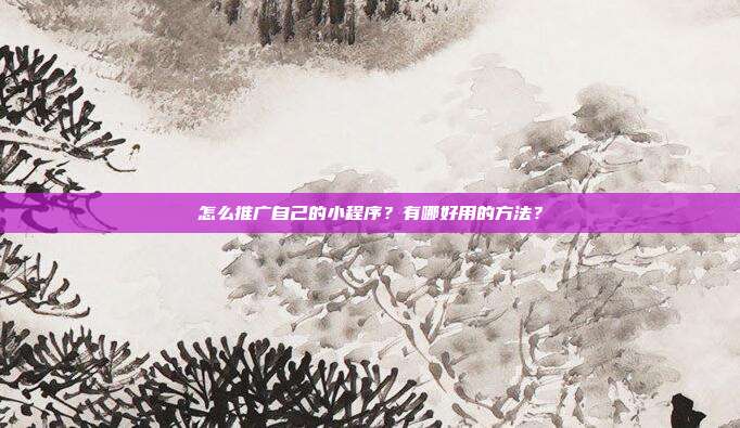 怎么推广自己的小程序?有哪好用的方法?