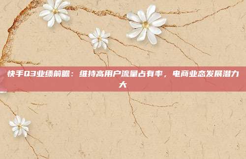 快手Q3业绩前瞻:维持高用户流量占有率,电商业态发展潜力大