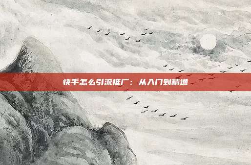 快手怎么引流推广:从入门到精通