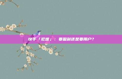 快手「犯难」:要盈利还是要用户?