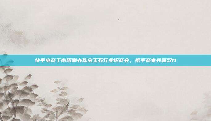 快手电商于南阳举办珠宝玉石行业招商会,携手商家共赢双11