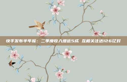 快手发布半年报:二季度收入增近5成 互相关注达126亿对
