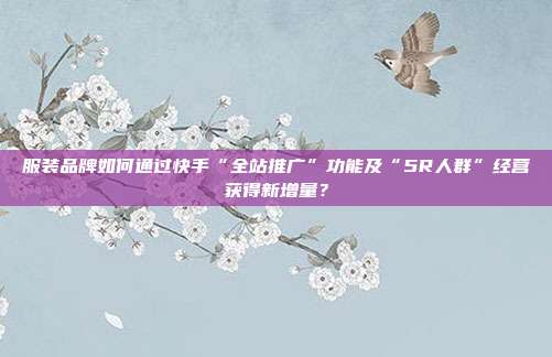 服装品牌如何通过快手“全站推广”功能及“5R人群”经营获得新增量?