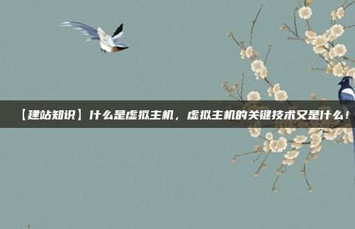 【建站知识】什么是虚拟主机，虚拟主机的关键技术又是什么！