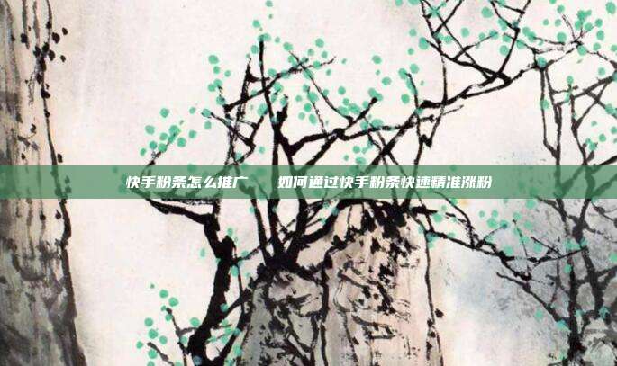 快手粉条怎么推广 如何通过快手粉条快速精准涨粉