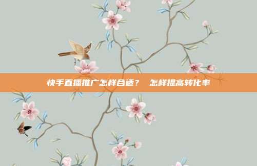 快手直播推广怎样合适? 怎样提高转化率