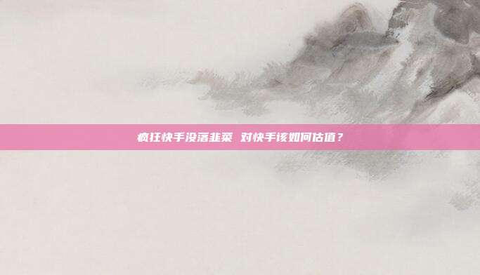 疯狂快手没落韭菜 对快手该如何估值?