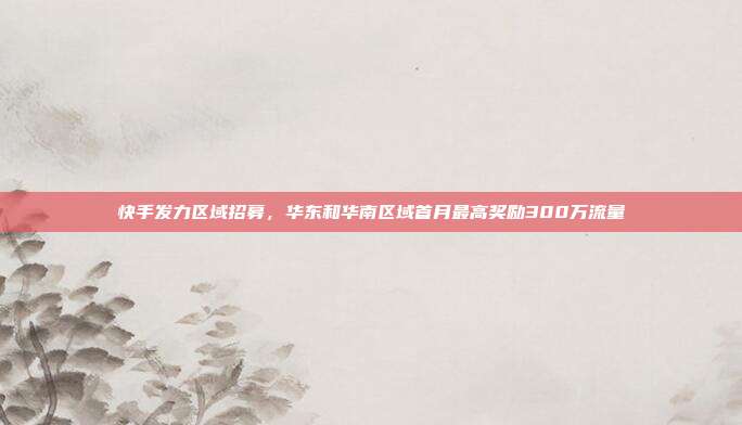 快手发力区域招募,华东和华南区域首月最高奖励300万流量