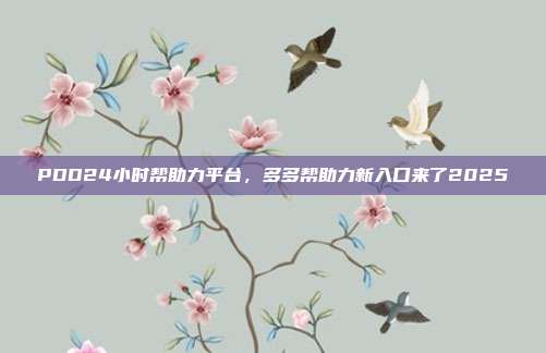 PDD24小时帮助力平台，多多帮助力新入口来了2025