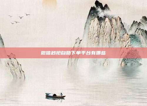 微信秒抢自助下单平台有哪些