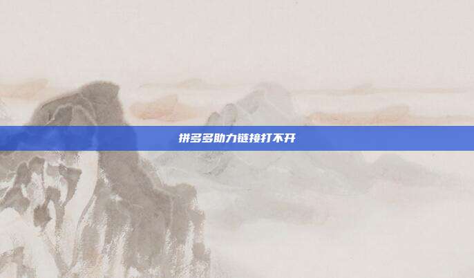 拼多多助力链接打不开