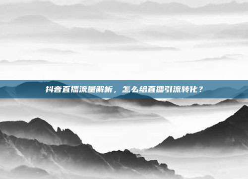 抖音直播流量解析,怎么给直播引流转化?