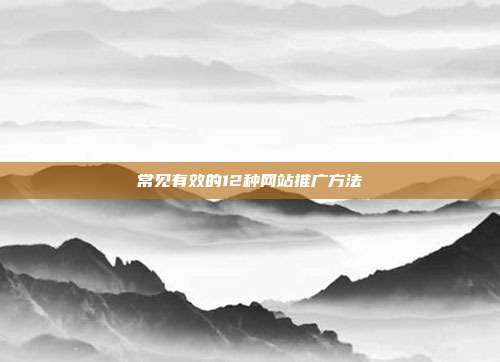 常见有效的12种网站推广方法