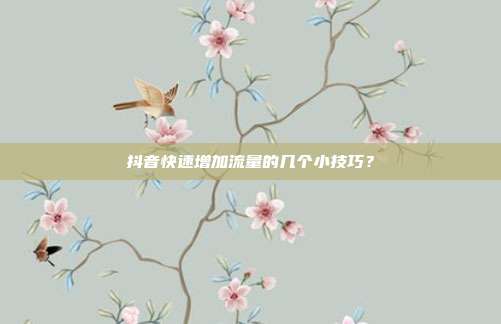 抖音快速增加流量的几个小技巧?