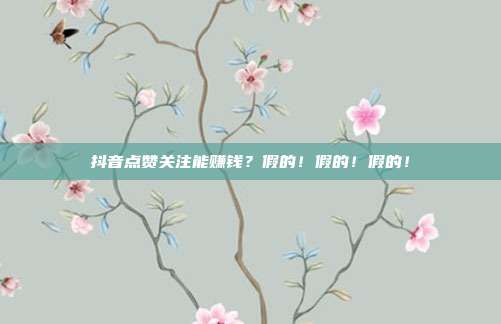 抖音点赞关注能赚钱?假的!假的!假的!