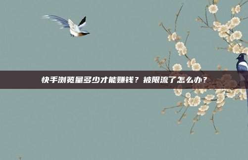 快手浏览量多少才能赚钱?被限流了怎么办?