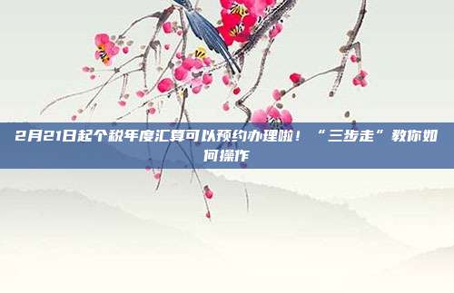 2月21日起个税年度汇算可以预约办理啦！“三步走”教你如何操作