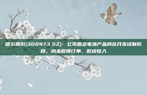 德尔股份(300473.SZ)：公司固态电池产品尚在开发试制阶段，尚未取得订单、形成收入