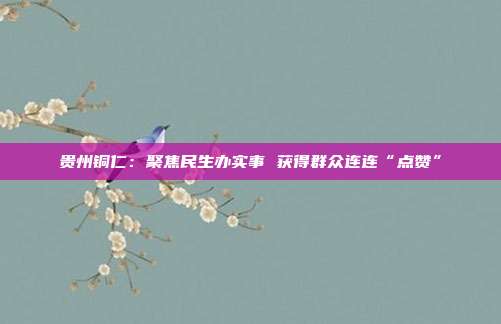 贵州铜仁：聚焦民生办实事 获得群众连连“点赞”