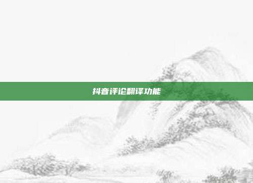 抖音评论翻译功能