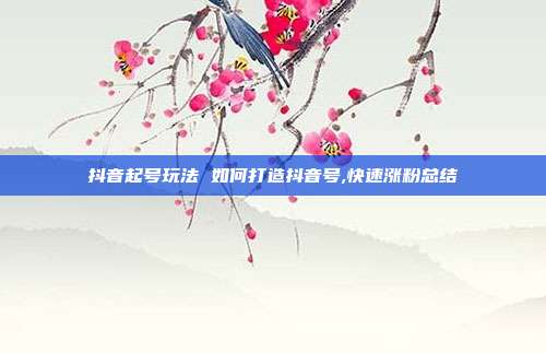 抖音起号玩法 如何打造抖音号,快速涨粉总结