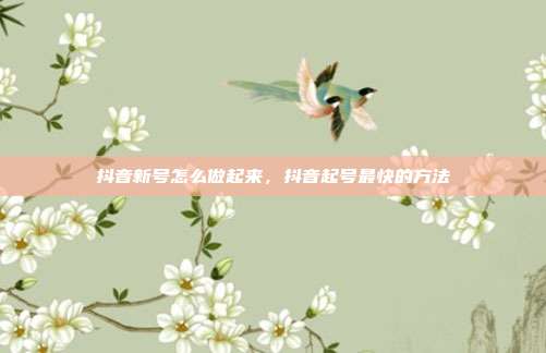 抖音新号怎么做起来,抖音起号最快的方法