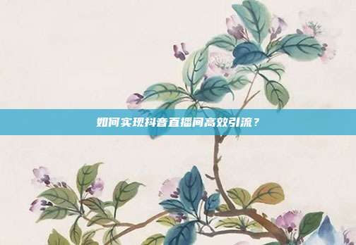 如何实现抖音直播间高效引流？