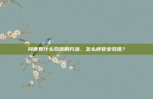 抖音有什么引流的方法，怎么样安全引流？