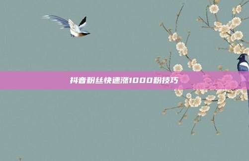 抖音粉丝快速涨1000粉技巧