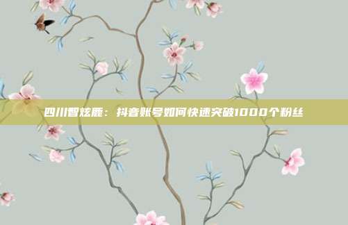 四川智炫鹿:抖音账号如何快速突破1000个粉丝