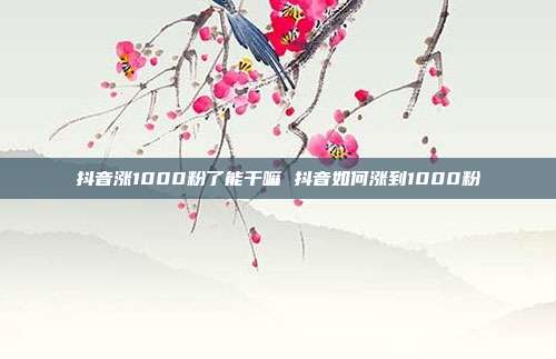 抖音涨1000粉了能干嘛 抖音如何涨到1000粉