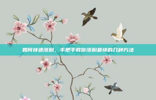 如何快速涨粉，手把手教你涨粉最快的几种方法
