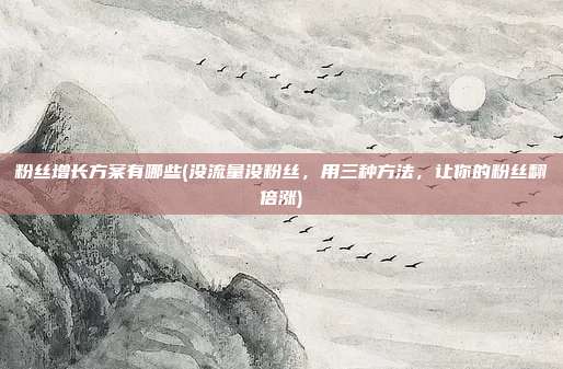 粉丝增长方案有哪些(没流量没粉丝，用三种方法，让你的粉丝翻倍涨)